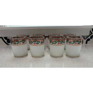 Vintage Set of 8 Culver 14-oz DOF Glasses Silk Screened & Gold Trim
